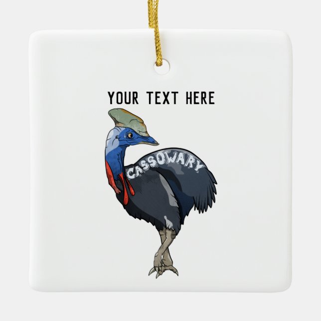 cassowary coloured woth text ceramic ornament (Front)