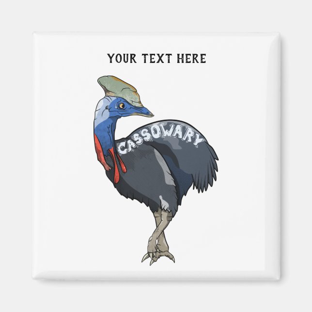 cassowary coloured woth text magnet (Front)