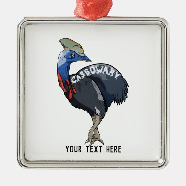cassowary coloured woth text metal tree decoration (Front)