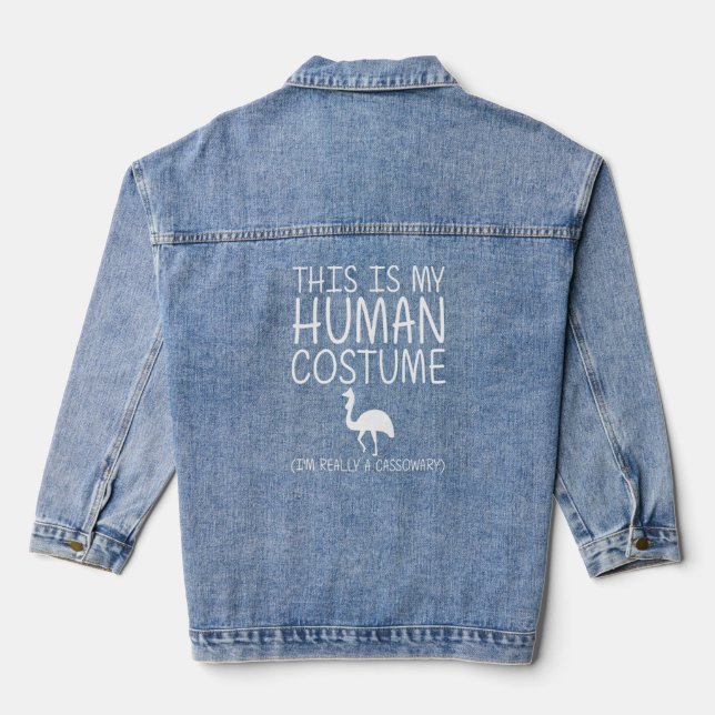Cassowary Easy Halloween Human Costume Ostrich Emu Denim Jacket (Back)