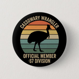 Cassowary Keeper funny Retro bird lover 6 Cm Round Badge
