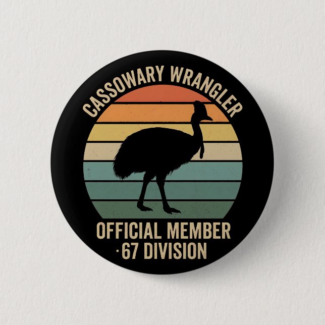 Cassowary Keeper funny Retro bird lover 6 Cm Round Badge (Front)