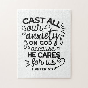 Cast All Your Anxiety – 1 Peter 5:7 Bible Verse Jigsaw Puzzle