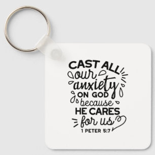 Cast All Your Anxiety – 1 Peter 5:7 Bible Verse Key Ring
