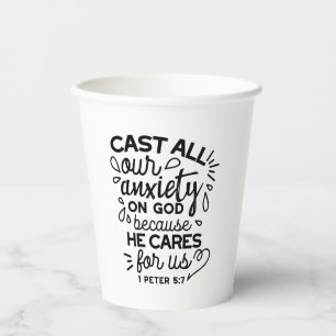 Cast All Your Anxiety – 1 Peter 5:7 Bible Verse Paper Cups