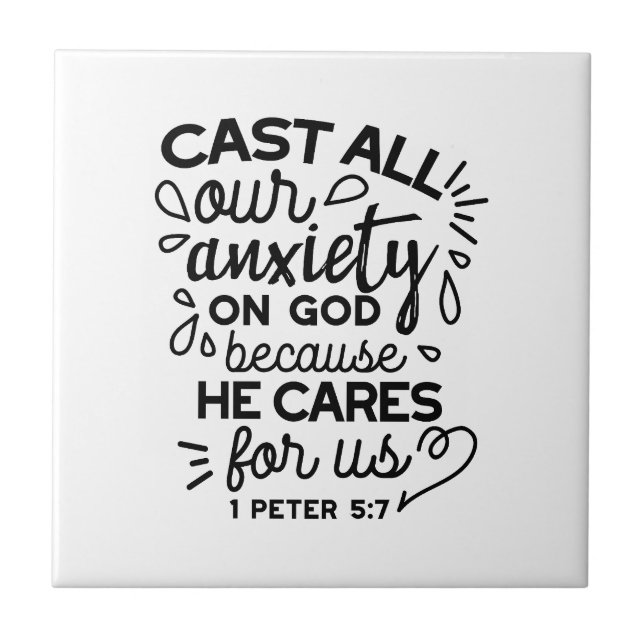 Cast All Your Anxiety – 1 Peter 5:7 Bible Verse Tile (Front)