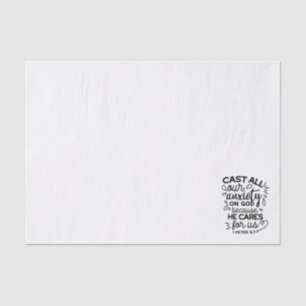 Cast All Your Anxiety – 1 Peter 5:7 Bible Verse Tissue Paper