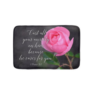 Cast all your Anxiety Christian Bible Verse Prayer Bath Mat