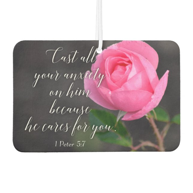 Cast all your Anxiety Christian Bible Verse Prayer Car Air Freshener (Front)