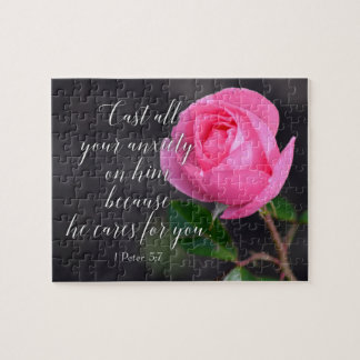 Cast all your Anxiety Christian Bible Verse Prayer Jigsaw Puzzle