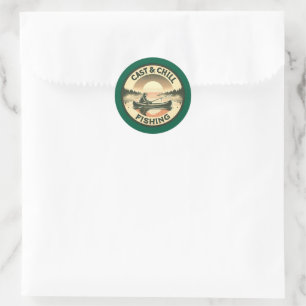 Cast and Chill Fishing, Fisherman  Classic Round Sticker