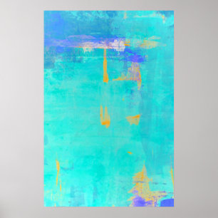 'Cast Away' Turquoise and Orange Abstract Art Poster