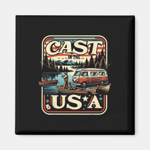 Cast In The Usa Vintage Fishing Adventure Magnet