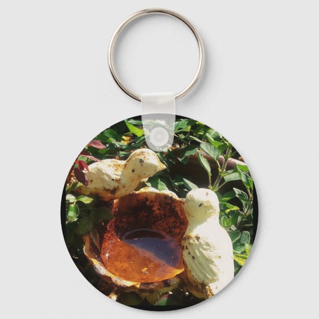 Cast iron birds in the garden key ring (Front)