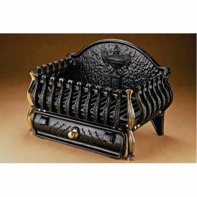 Cast iron fire basket, hammered finish standing photo sculpture (Front)