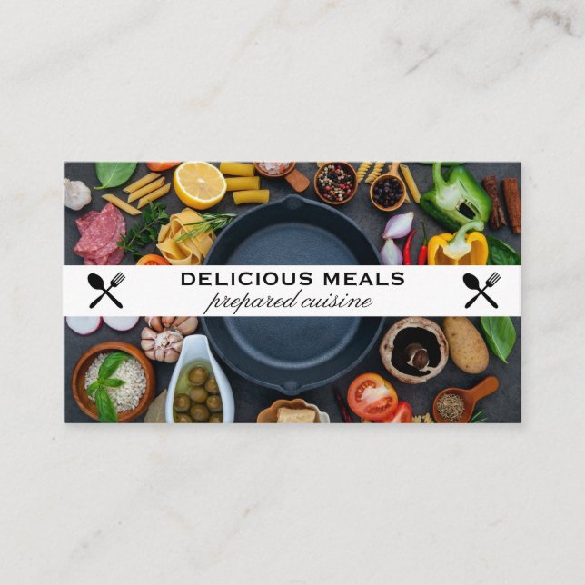 Cast Iron Pan | Cooking Ingredients Business Card (Front)