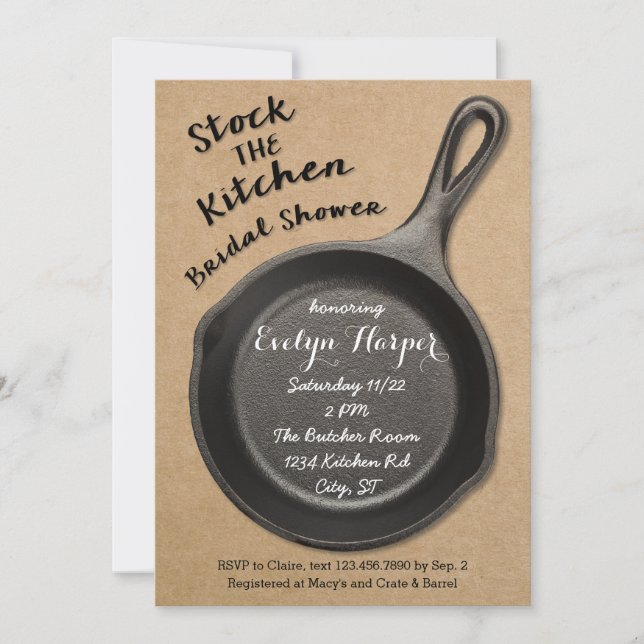 Cast Iron Stock the Kitchen Bridal Shower Invitation (Front)