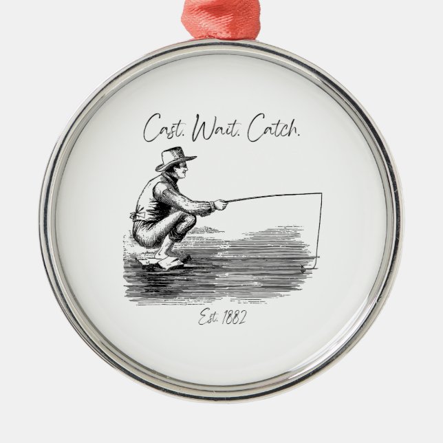 Cast. Wait. Catch Metal Tree Decoration (Front)