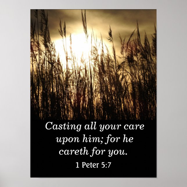 Cast your cares Upon Him  -Scripture Art Print (Front)