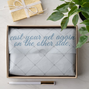 'Cast Your Net Again On The Other Side' Pale Blue Tissue Paper