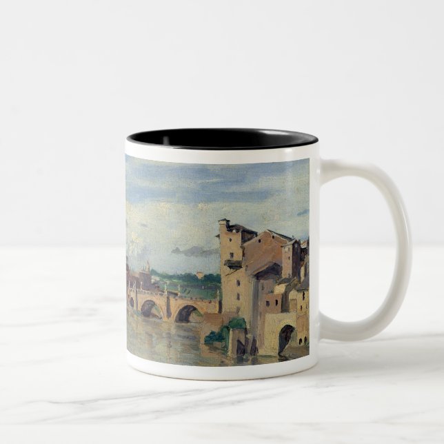 Castel Sant' Angelo and the River Tiber, Rome Two-Tone Coffee Mug (Right)