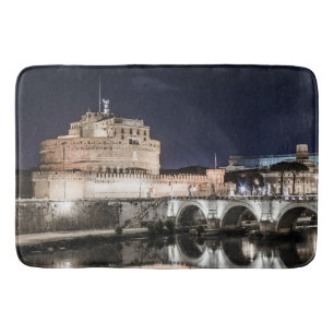 Castel Sant Angelo at night in Rome Bath Mat