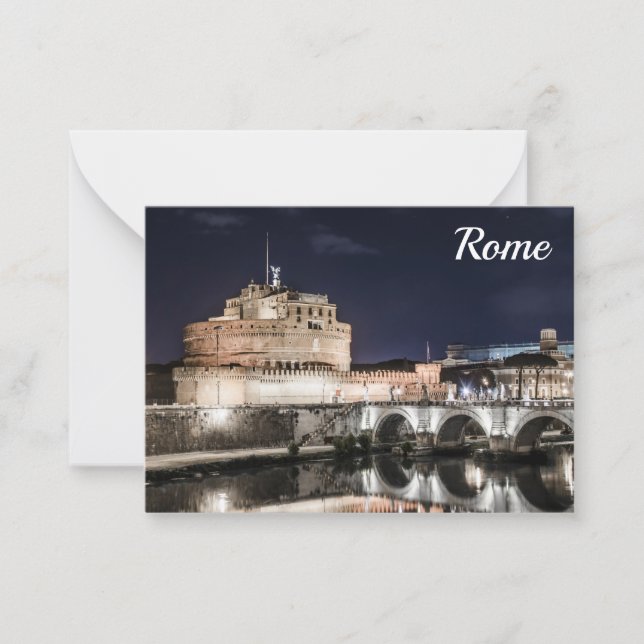 Castel Sant Angelo at night in Rome Card (Front)