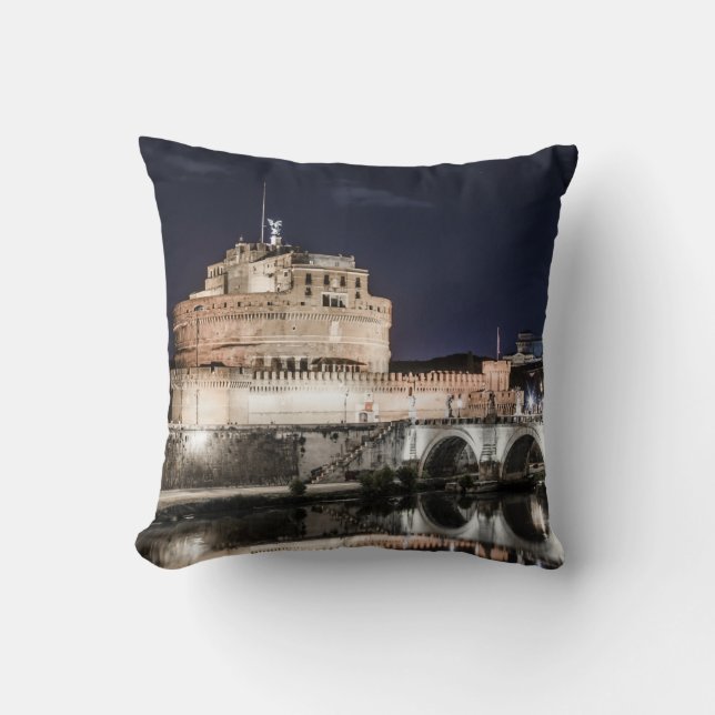Castel Sant Angelo at night in Rome Cushion (Front)