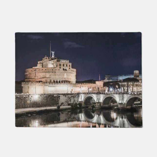 Castel Sant Angelo at night in Rome Doormat (Front)