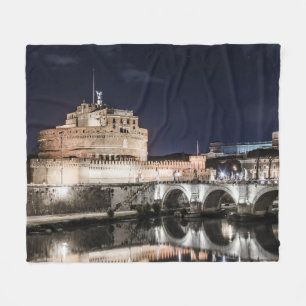 Castel Sant Angelo at night in Rome Fleece Blanket