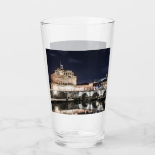 Castel Sant Angelo at night in Rome Glass