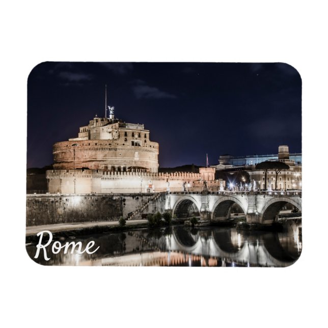 Castel Sant Angelo at night in Rome Magnet (Horizontal)