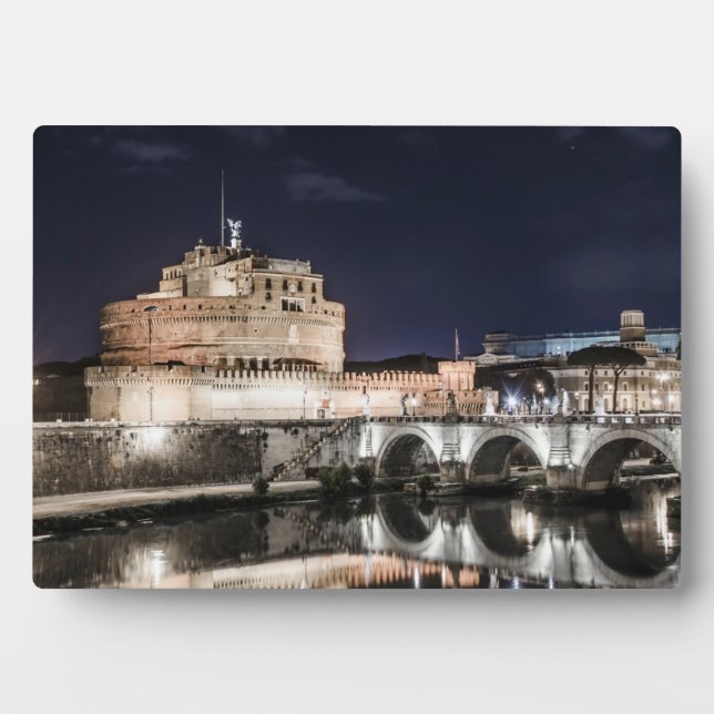 Castel Sant Angelo at night in Rome Plaque (Front)