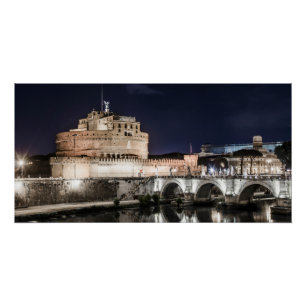 Castel Sant Angelo at night in Rome Poster