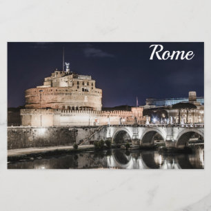 Castel Sant Angelo at night in Rome Stationery