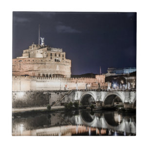 Castel Sant Angelo at night in Rome Tile