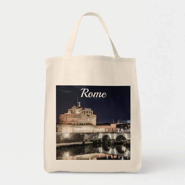 Castel Sant Angelo at night in Rome Tote Bag (Front)
