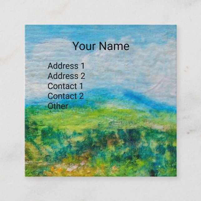 CASTELS IN CHIANTI LANDSCAPE ,YELLOW FLOWER FIELDS SQUARE BUSINESS CARD (Front)