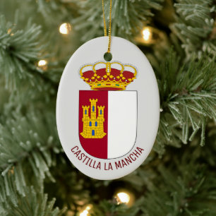 Castilla La Mancha coat of arms - Spain Ceramic Tree Decoration