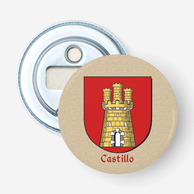 Castillo Heraldic Arms on Parchment Bottle Opener (Front)