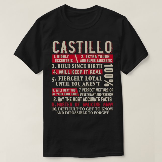 Castillo Name Gift Castillo  Castillo Surname  T-Shirt (Design Front)