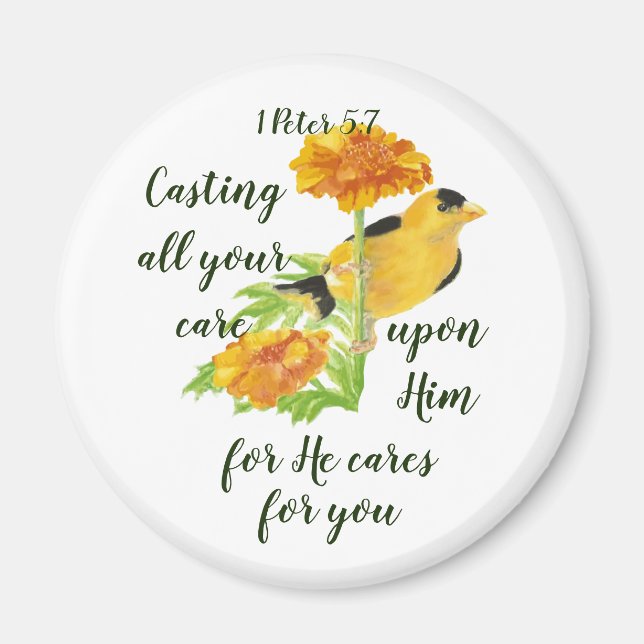 Casting all your care upon Him 1 Peter 5:7 Quote Magnet (Front)