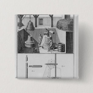 Casting bells, illustration from 'Encyclopaedia' 15 Cm Square Badge