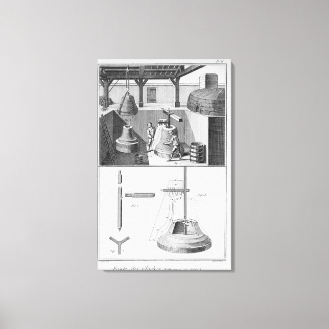 Casting bells, illustration from 'Encyclopaedia' Canvas Print (Front)