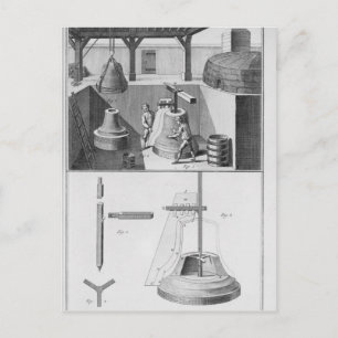 Casting bells, illustration from 'Encyclopaedia' Postcard