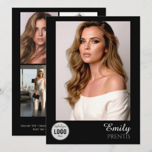 Casting Call Comp Cards   5 Photos with Logo