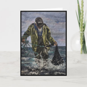 Casting Capelin Folded Holiday Card