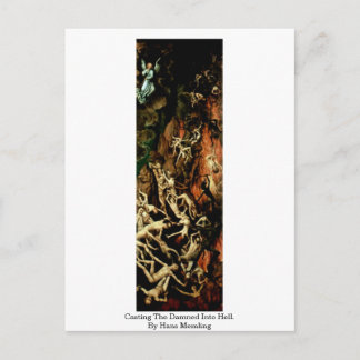 Casting The Damned Into Hell. By Hans Memling Postcard