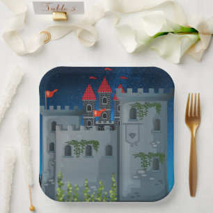 Castle at Night Paper Plate