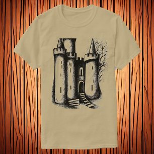 Castle black and white sketch   AI Art  T-Shirt